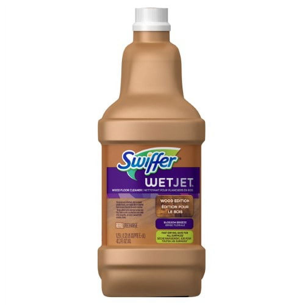 swiffer wetjet wood floor cleaner solution refill inviting home scent (pack  of 2) 