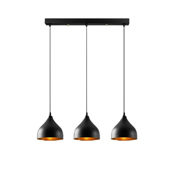 Swift Beacon Elegance Trio Pendant Light Fixture - Hanging Pendant Lights for Kitchen Island, Bedroom, Entryway & Dining Room, Textured Black Finished Metal Body, Durable & Dimmable
