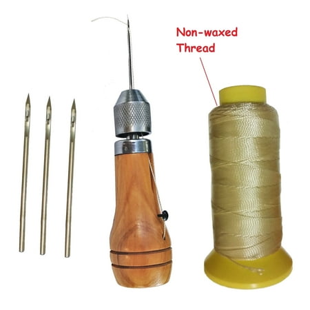 Swift Brown Wooden Sewing Awl Leather Repair Kit with 4 Needles
