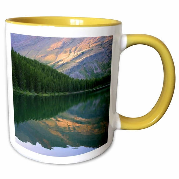 3drose, Swift Current Lake Montana Glacier National Park, 11oz Two-tone Yellow Mug