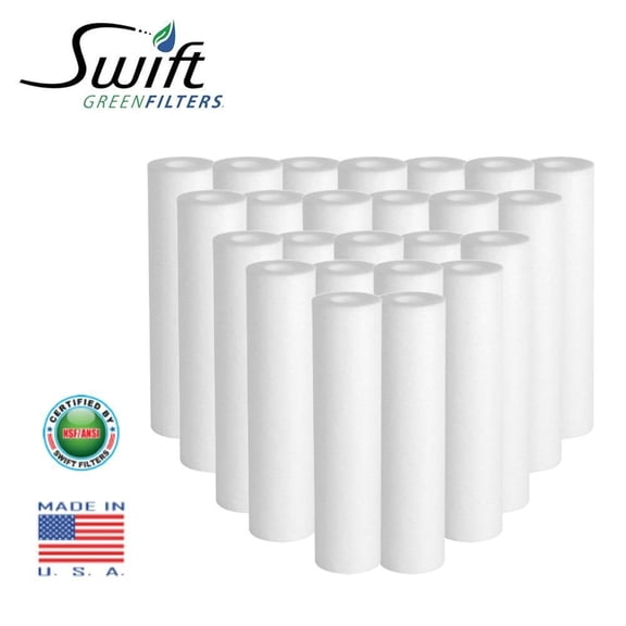 Swift Green 30" X 2.5" 1-Micron Melt Blown Sediment Water Filter Cartridge, NSF/ANSI 42 Certified, High-Performance Replacement Filter for Water Filtration Systems (24 Pack)