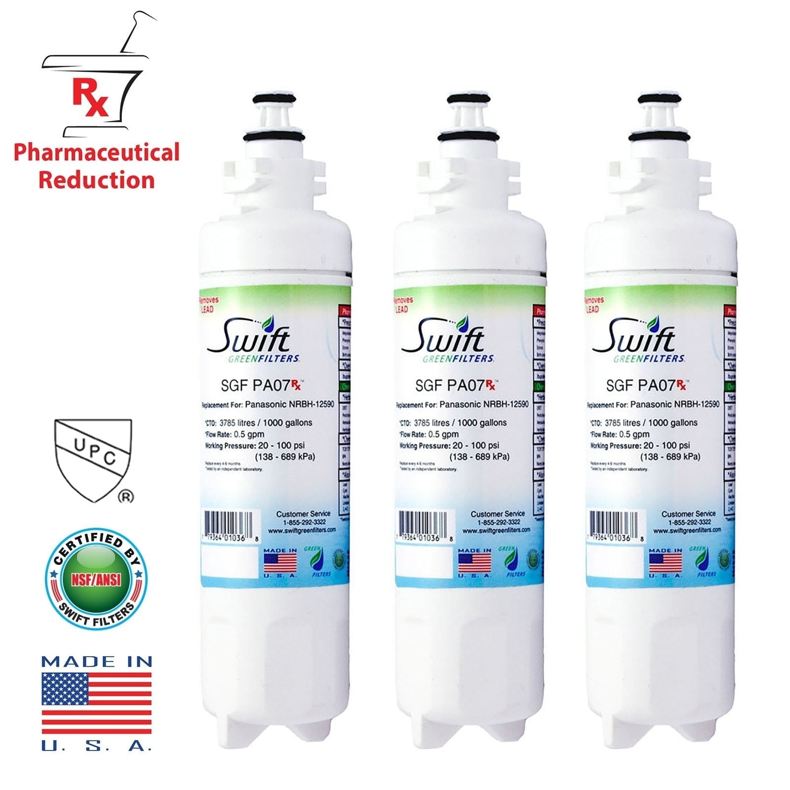 Swift Green Filters Ltd. Replacement PANASONIC NRBH12590 SERIES Refrigerator Water Filter SGF-PA07 Rx