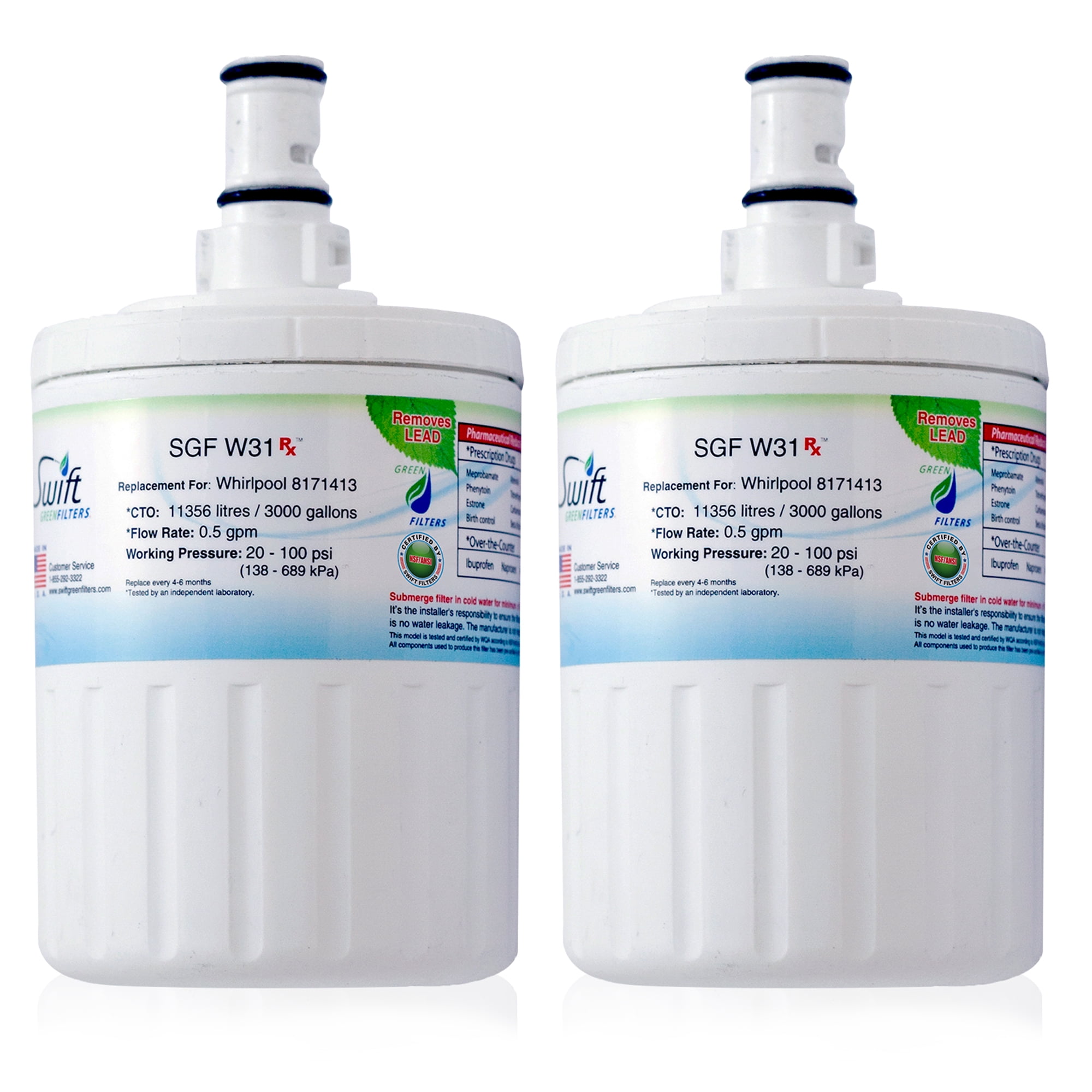 Swift Green Filters Pharmaceutical Replacement for EveryDrop EDR8D1 Refrigerators Water Filters(Pack of 2)