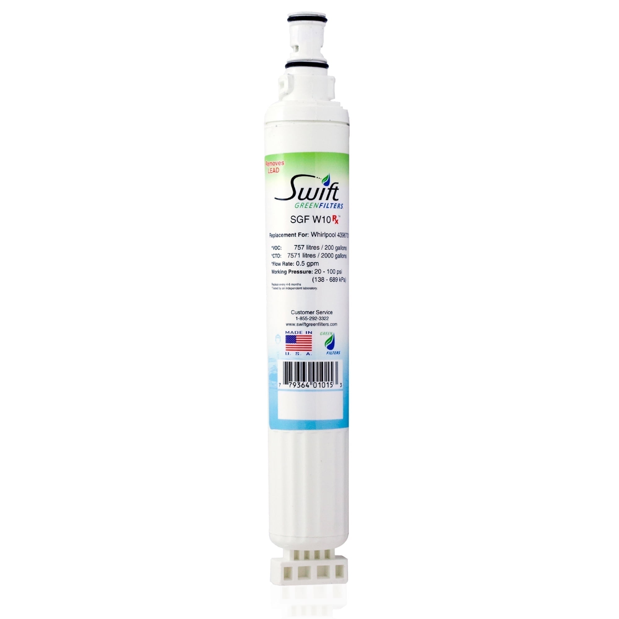 Swift Green Filters SGF-W10 Rx Refrigerator Water Filters for 4396701, EDR6D1, FILTER 6, 46-9915 (3 Count)