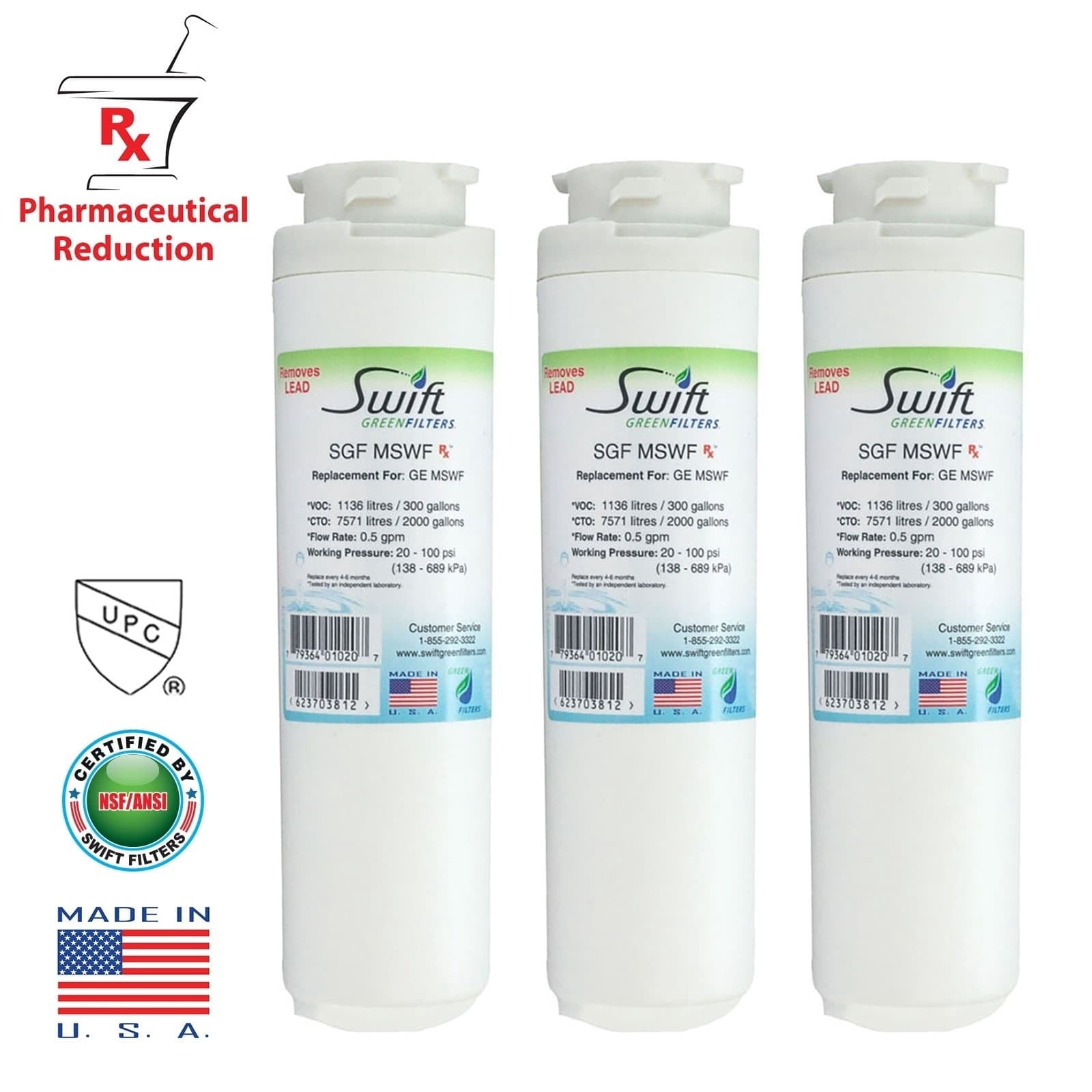 Swift Green Filters Replacement GE MSWF 101820A Kenmore 469914 Refrigerator Water Filter SGF-MSWF Rx