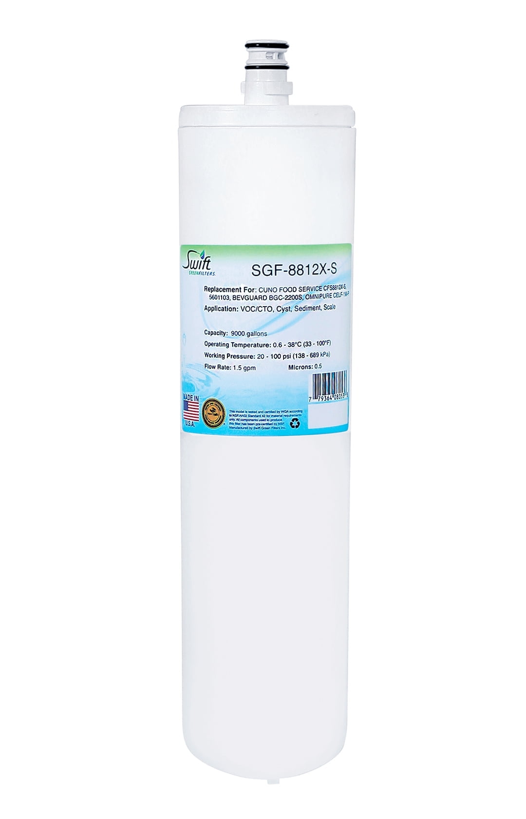 Swift Green 13.75" White Coconut Carbon Water Filter
