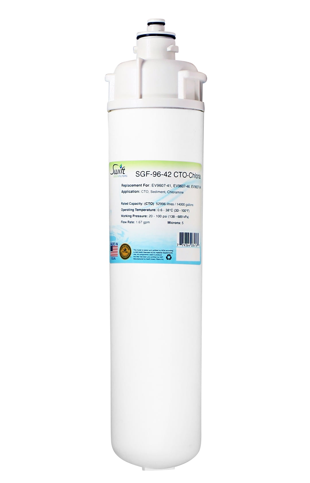 Swift Green Filters SGF-96-42 CTO-Chlora Replacement Water Filter for Everpure EV9607-41,1 Pack