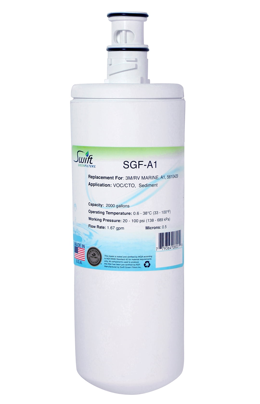 Swift Green Filters SGF-A1 Replacement Water Filter for 3M/RV Marine A1, 5610429(1 Pack)