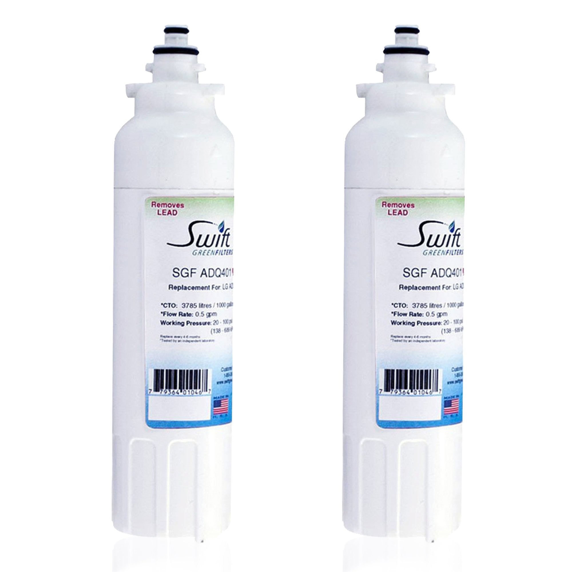 Swift Green Filters SGF-ADQ401 Rx Pharmaceutical Replacement for LG LT800P Refrigerators Water Filters(Pack of 2)