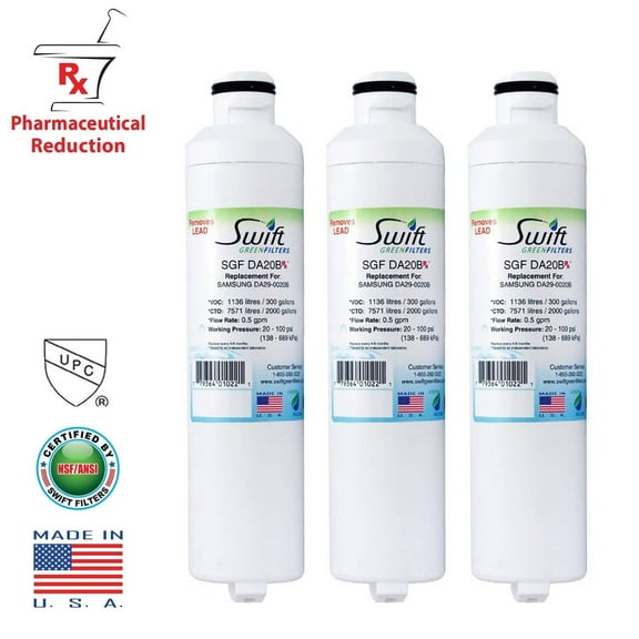 Swift Green Filters SGF-DA20B Rx Compatible Refrigerator Water Filter for DA29-0020B,HAF-CIN(3 Pack)