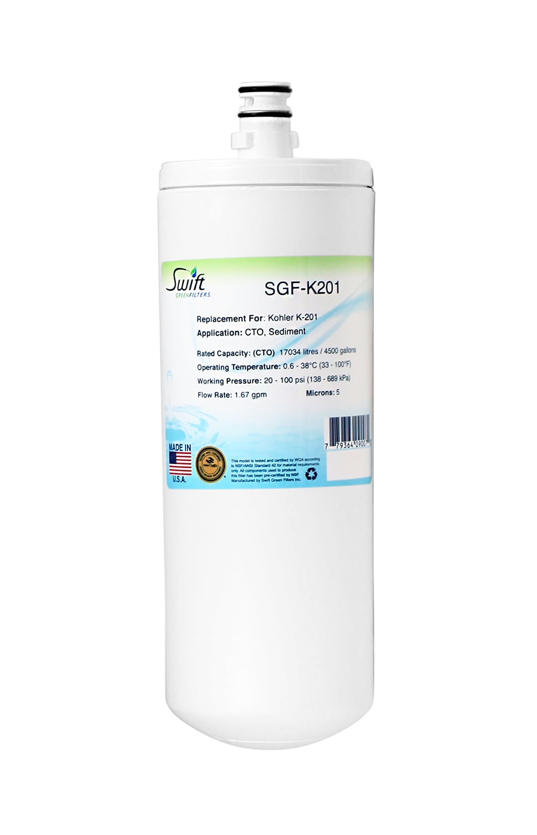 Swift Green Filters SGF-K201 Replacement Water Filter for Kohler K-201,1 Pack