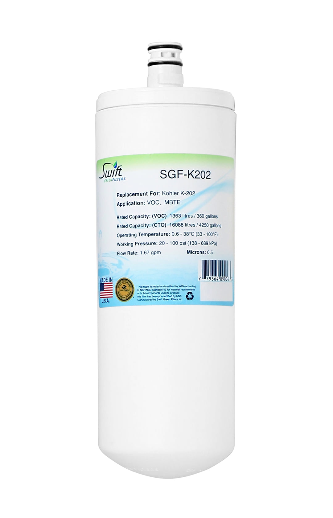 Swift Green Filters SGF-K202 Replacement Water Filter for Kohler K-202 [1 Pack]