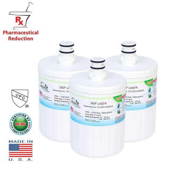 Swift Green Filters SGF-LA22 Rx Compatible Refrigerator Water Filter for LT500P, 5231JA2002A(3 Pack)