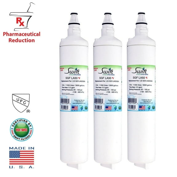 Swift Green Filters SGF-LA50 Rx Compatible Refrigerator Water Filter for LT600P, 5231JA2006A(3 Pack)
