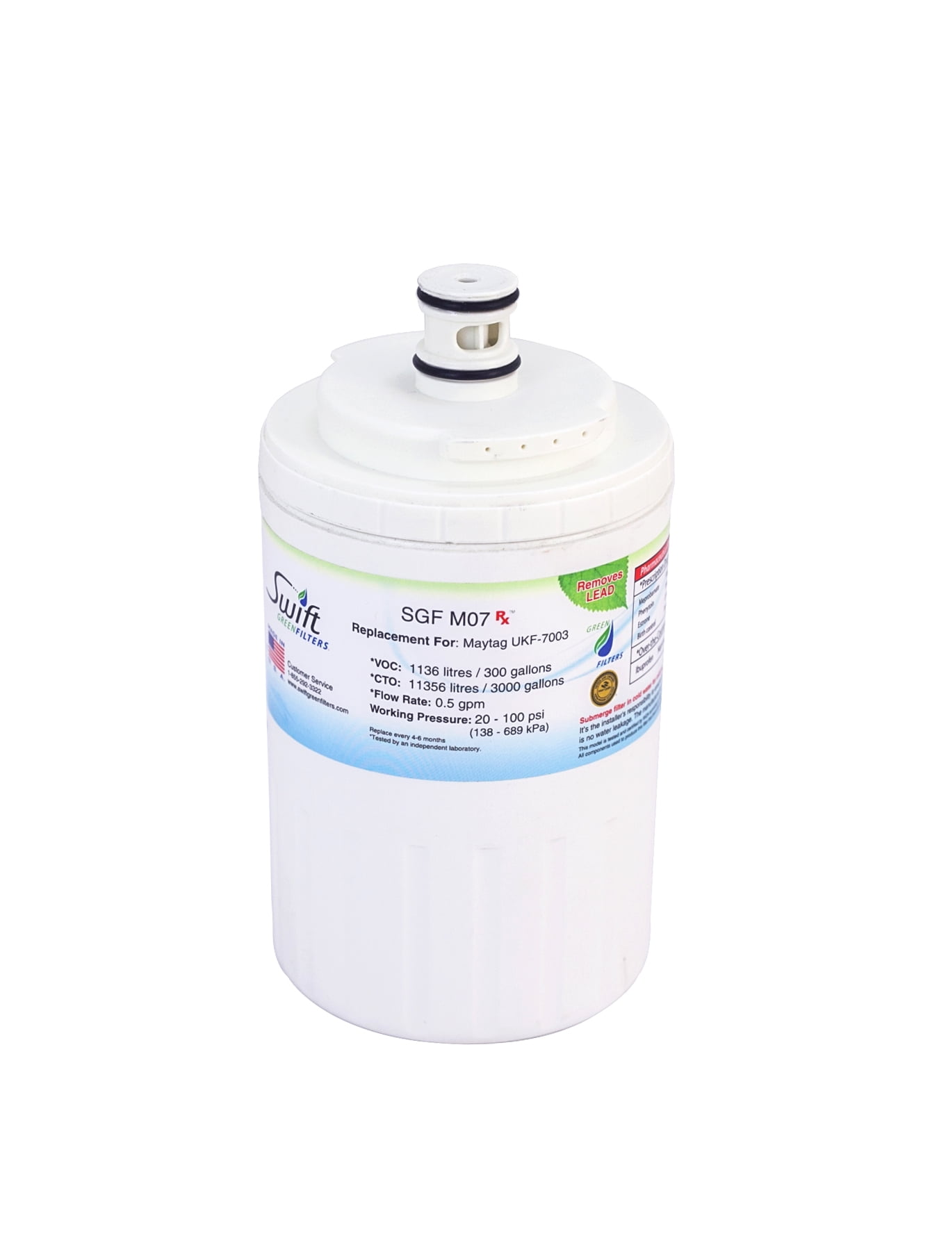 Swift Green Filters SGF-M07 Rx Pharmaceutical Replacement Water Filter for Maytag UKF7003,UKF7001,EDR7D1- 1 Pack