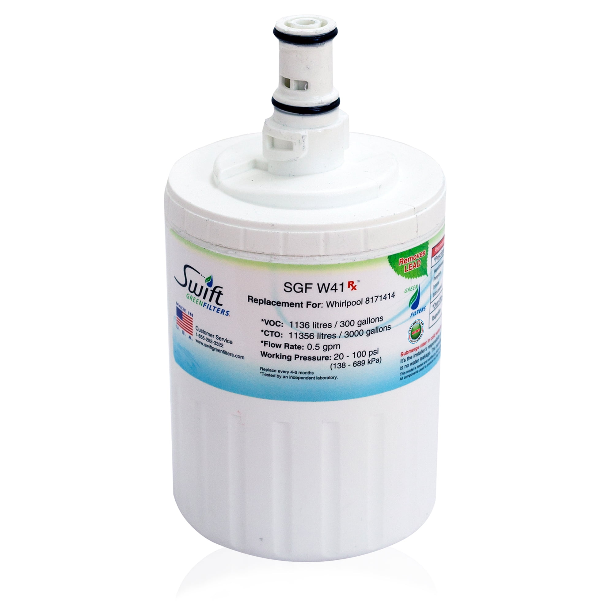 Swift Green Filters SGF-W41 Rx Replacement for Whirlpool 8171413 Refrigerators Water Filters-1P