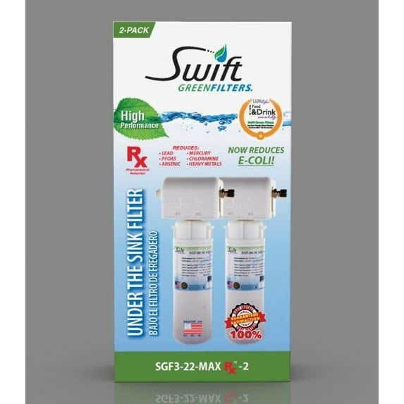Swift Green Filters SGF3-22MAX-Rx-2 Multi-Stage Under Sink Water Filter System | High Capacity, Eco-Friendly, Direct Connect | Made in USA