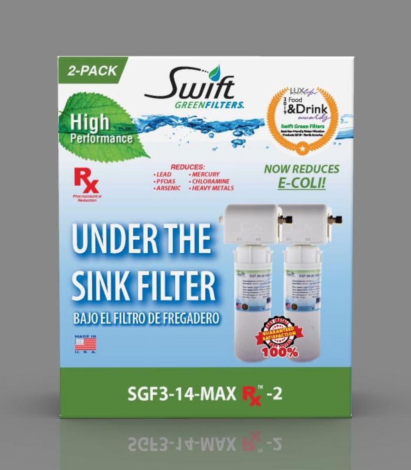 Swift Green Filters SGF3-RV14-MAX-RX-2– Multi-Stage Under Sink Water Filter System | High Capacity, Eco-Friendly, Direct Connect | Made in USA