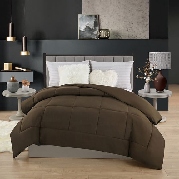 Swift Home All-Season Down Alternative Single Comforter & Duvet Insert 1-Piece Bedding Chocolate Twin
