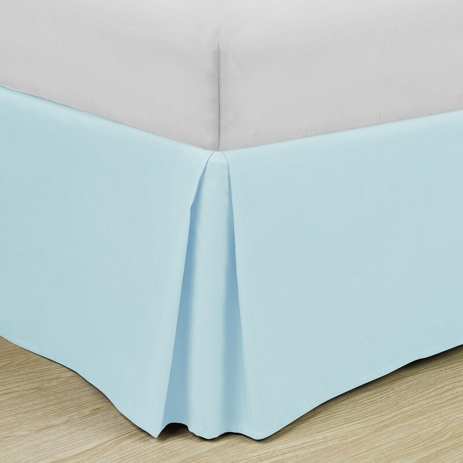 Aqua Twin Polyester Pleated Bed Skirt with Split Corners