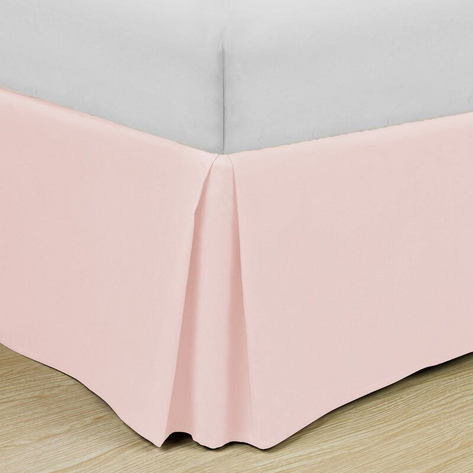 Blush Pink Pleated Microfiber Twin Bed Skirt