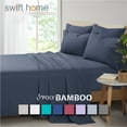 thumbnail image 1 of Swift Home Bonus Pillowcases Eco Friendly Bamboo Blend Sheet Set, 4 PC, Twin, Navy, 1 of 6