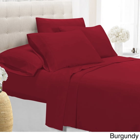 Swift Home Premium Ultra Soft Microfiber 6-Piece Sheet Set with Extra Pillowcases Burgundy Queen