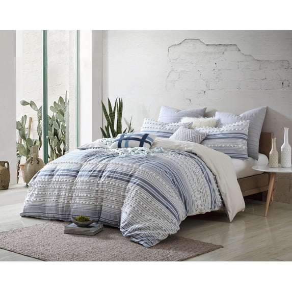 Swift Home Cotton 5 Piece Comforter Set, NAVY, Double/Queen