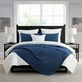 thumbnail image 1 of Cathay Home KKQLT3-001-FQNV Swift Home Crinkle Enzyme Wash Quilted Coverlet/Bedspread- Full/Queen Navy, 1 of 5