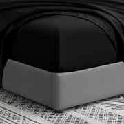 Swift Home Double Brushed Microfiber 14" Standard Pocket Fitted Sheet Only - Secure Fit for 12"-16" Deep Mattress Black King