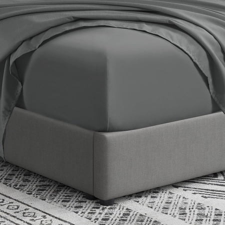Swift Home Double Brushed Microfiber 14" Standard Pocket Fitted Sheet Only - Secure Fit for 12"-16" Deep Mattress Grey Twin