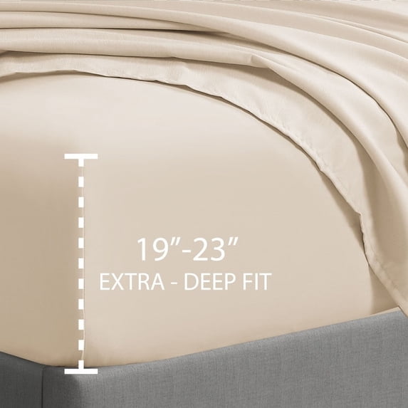 Swift Home Double Brushed Microfiber 18-21-Inch Extra-Deep Pocket Single Fitted Sheet California King - Cream