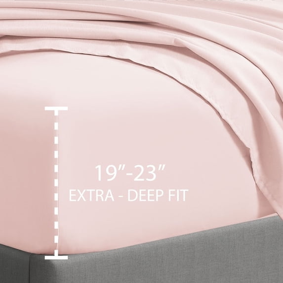 Swift Home Double Brushed Microfiber 18-21-Inch Extra-Deep Pocket Single Fitted Sheet Full - Blush