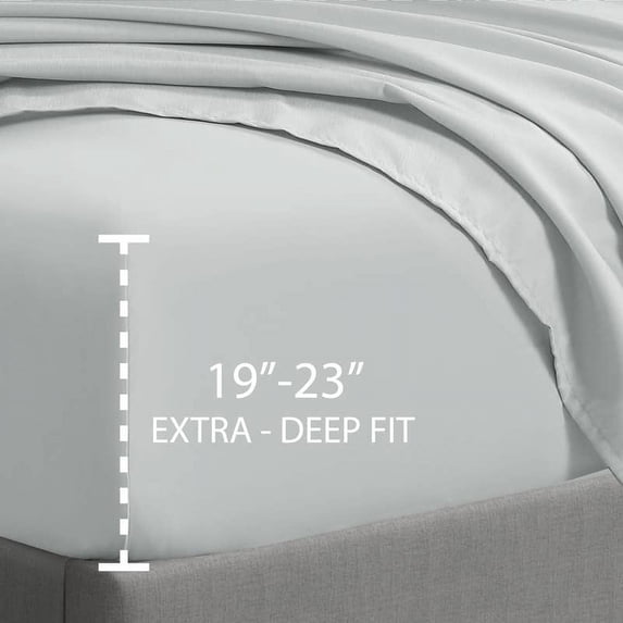 Swift Home Double Brushed Microfiber 18-21-Inch Extra-Deep Pocket Single Fitted Sheet Full - Light Grey