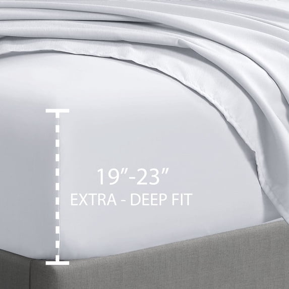 Swift Home Double Brushed Microfiber 18-21-Inch Extra-Deep Pocket Single Fitted Sheet Twin - White