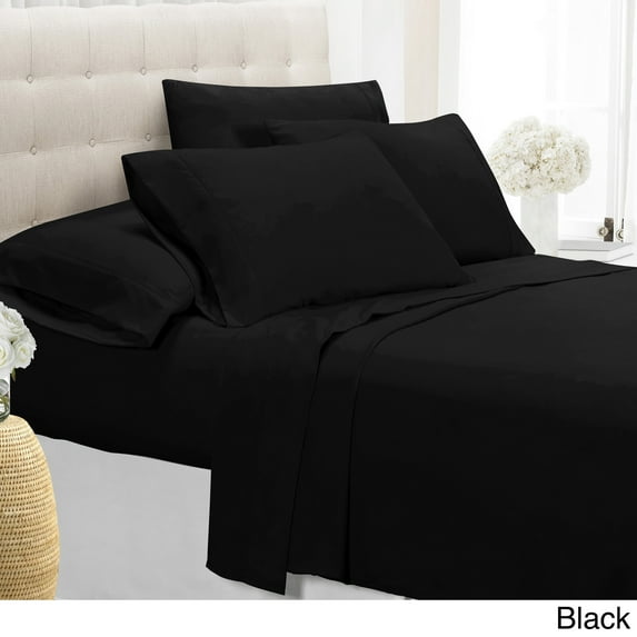 Swift Home Premium Ultra Soft Microfiber 6-Piece Sheet Set with Extra Pillowcases Black King