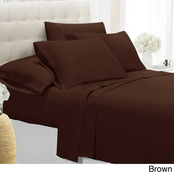 Swift Home  Premium Ultra Soft Microfiber 6-Piece Sheet Set with Extra Pillowcases Brown Full
