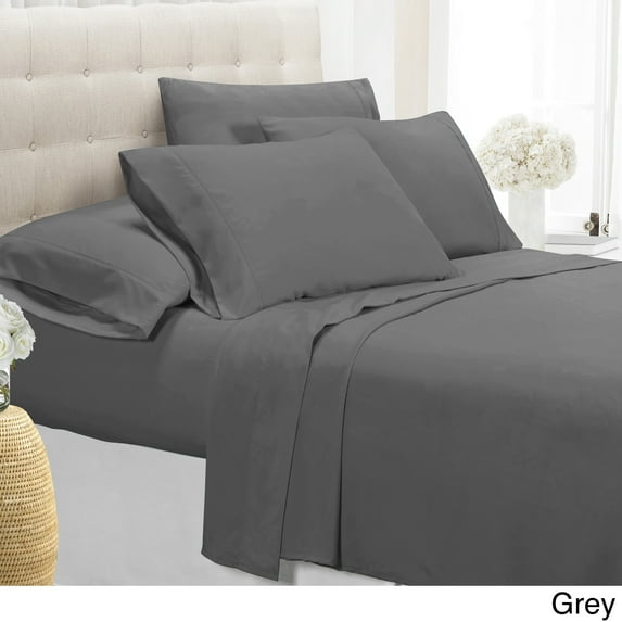 Swift Home  Premium Ultra Soft Microfiber 6-Piece Sheet Set with Extra Pillowcases Grey Full