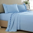 thumbnail image 1 of Swift Home Home Essential Luxurious Silky Ruffle Hem Microfiber Bedding Sheet Set Blue Bell Queen, 1 of 5
