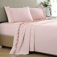 thumbnail image 1 of Swift Home Home Essential Luxurious Silky Ruffle Hem Microfiber Bedding Sheet Set Rose King, 1 of 4