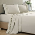 thumbnail image 1 of Swift Home Home Essential Luxurious Silky Ruffle Hem Microfiber Bedding Sheet Set Taupe Full, 1 of 5