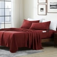 thumbnail image 1 of Swift Home Home Essential Soft Microfiber Smart Sheet Storage Pocket Bedding Sheet Set Burgundy Queen, 1 of 5