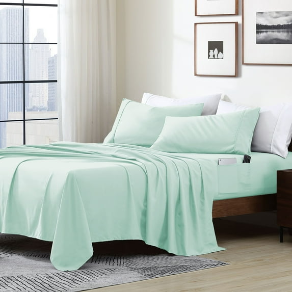 Swift Home Home Essential Soft Microfiber Smart Sheet Storage Pocket Bedding Sheet Set - Assorted Colors Mint Twin XL
