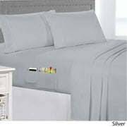 Swift Home Home Essential Soft Microfiber Smart Sheet Storage Pocket Bedding Sheet Set - Assorted Colors Silver Queen
