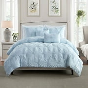 Swift Home Home Essential Stylish Extra Plush Extra Soft Floral Pintuck Bedding Comforter Set Baby Blue Twin - Twin XL 2 Piece