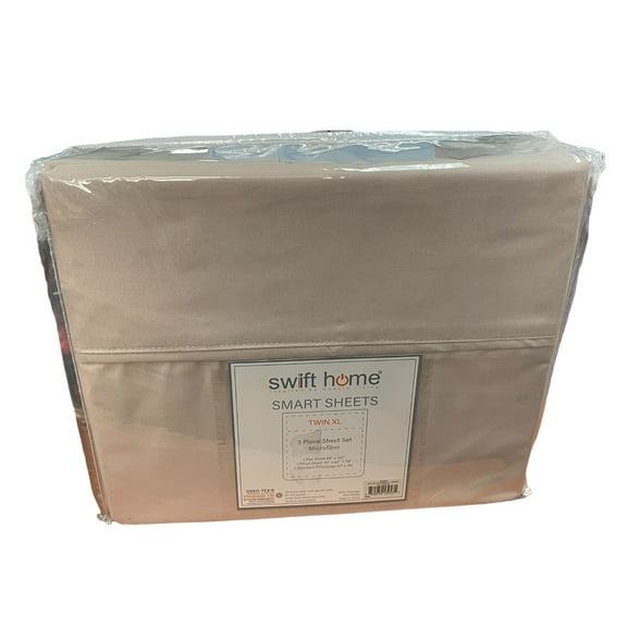 Swift Home Home Essential Soft Microfiber Smart Sheet Storage Pocket Bedding Sheet Set Cream Twin XL