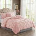 thumbnail image 1 of Swift Home  Modern Diamond Pintuck Ultra-Soft Microfiber 3-Piece Bedding Comforter Set blush King, 1 of 5