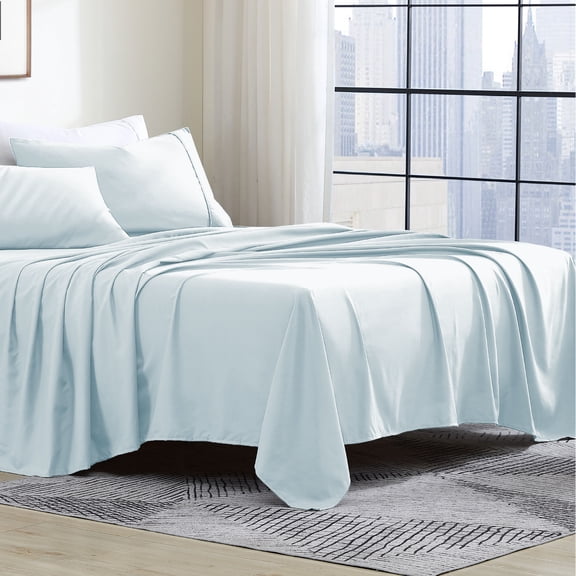 Swift Home Modern Ultra Soft 4-Piece Aqua Easy Fit Microfiber Sheet Set, Queen
