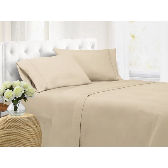 Swift Home Modern Ultra Soft 4-Piece Cream Easy Fit Microfiber Sheet Set, Queen