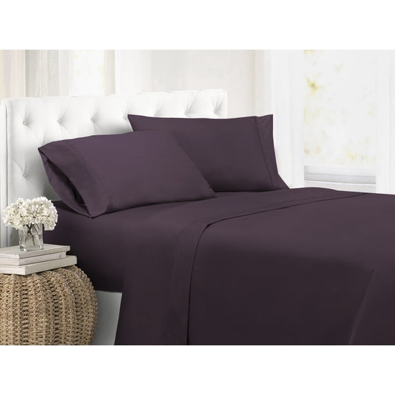 Swift Home Modern Ultra Soft 4-Piece Eggplant Easy Fit Microfiber Sheet Set, Full